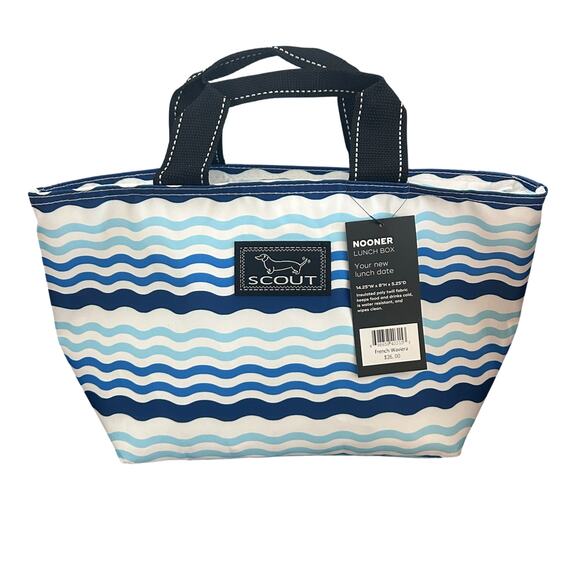 SCOUT Bags Blue Stripes French Waviera Nooner Lunch Box NEW - Picture 1 of 5